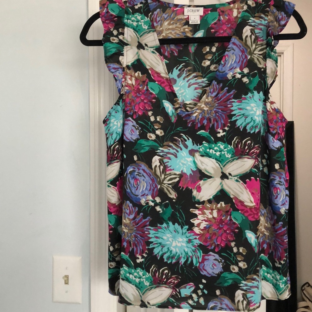 Floral J. Crew ruffle tank top